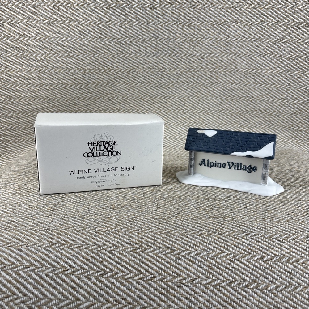 Department 56 "Alpine Village" Christmas Sign Holiday Decorations Retired